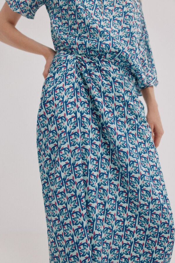 Hoss Intropia Aria. Vestido flu&iacute;do Estampado azul