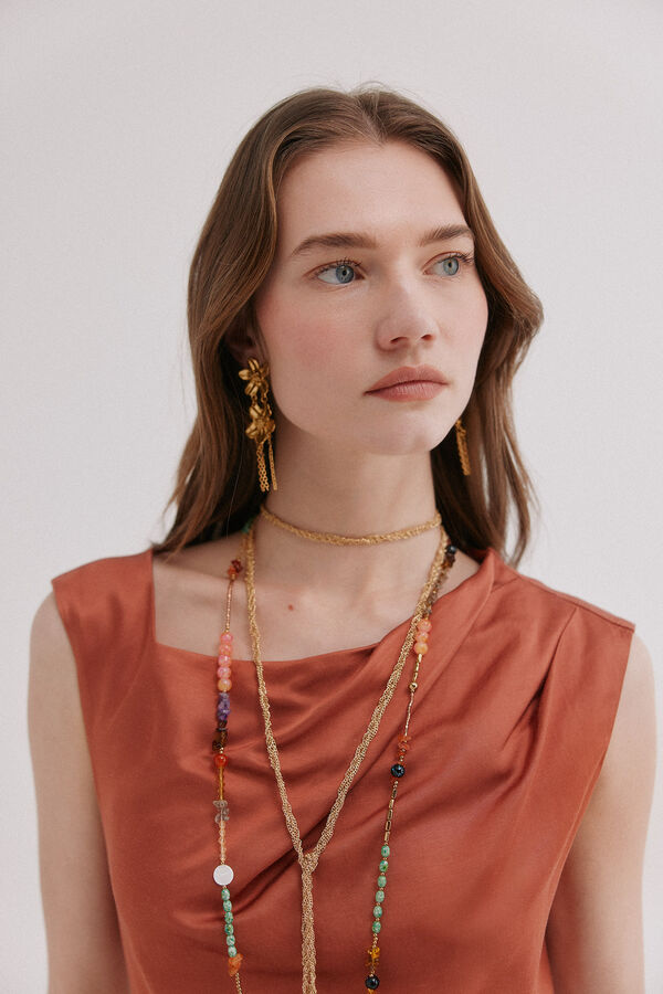 Hoss Intropia Alessia. Vestido midi satinado Naranja