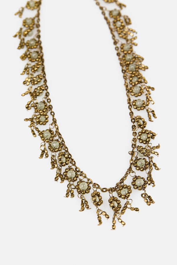 Hoss Intropia Lubna. Collar corto flores ba&ntilde;ado en oro Dorado
