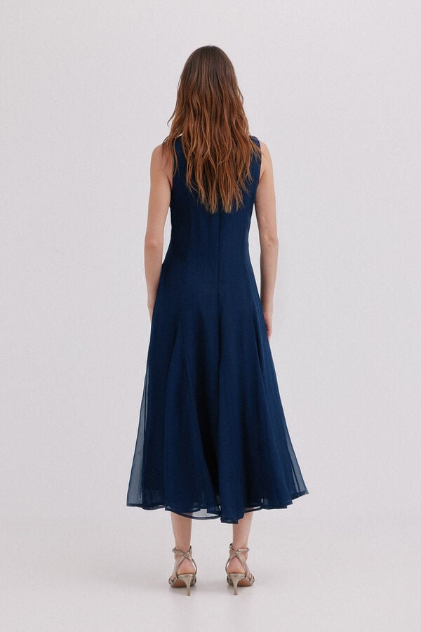 Hoss Intropia Althea. Vestido abalorios Azul marino