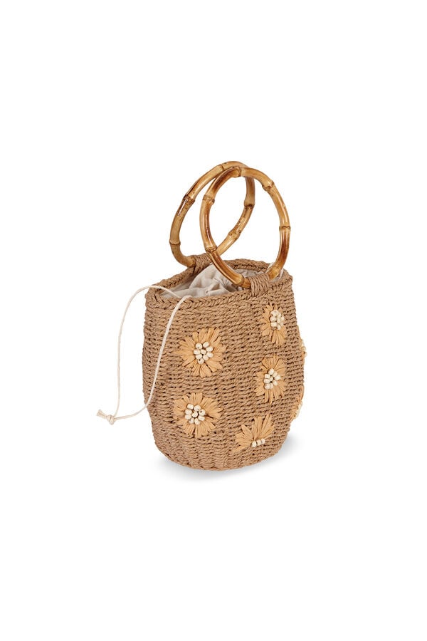 Hoss Intropia Norma. Bolso de rafia bordado Beige