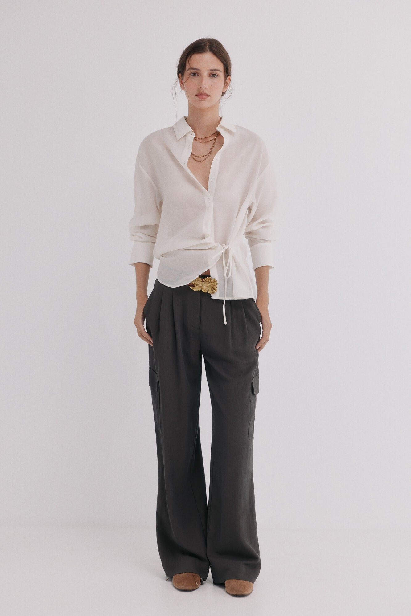 Hoss Intropia Cala. Camisa fruncido