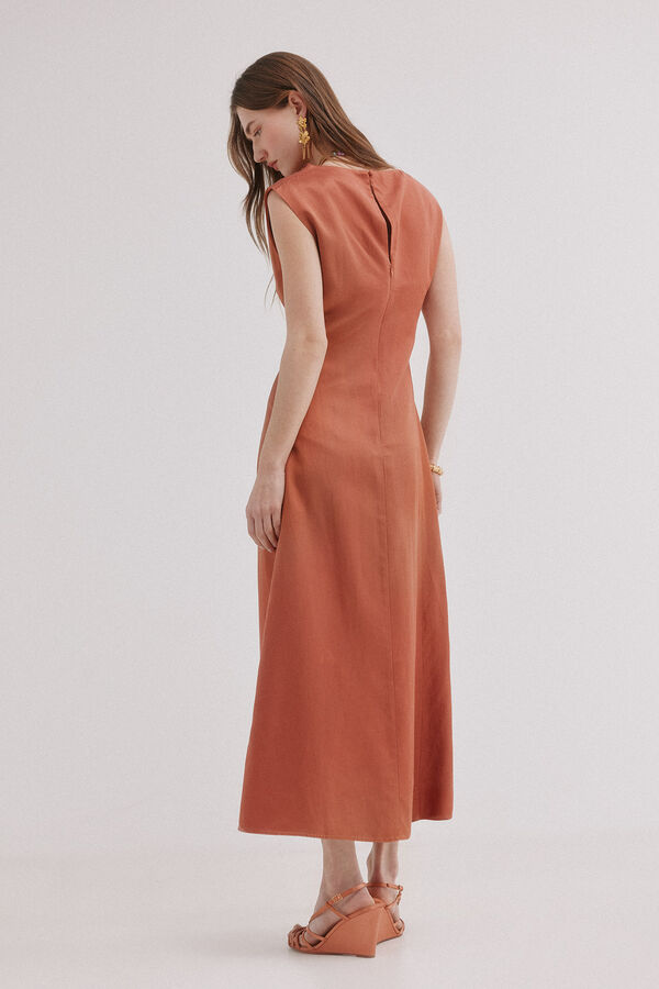 Hoss Intropia Alessia. Vestido midi satinado Naranja