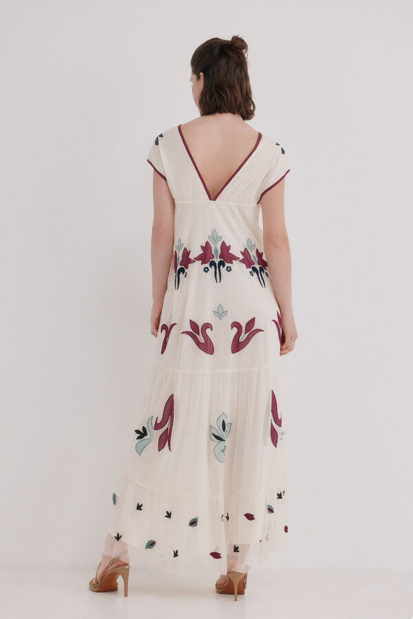 Hoss Intropia Aiora. Vestido rom&aacute;ntico Estampado blanco