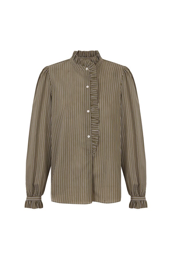 Hoss Intropia Cristela. Camisa de riscas Khaki