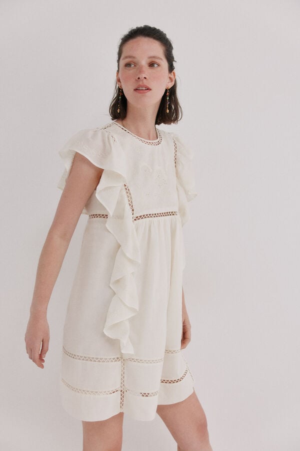 Hoss Intropia Aroa. Vestido bordado Ecru