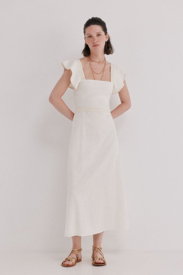 Hoss Intropia Amaya. Vestido midi algod&oacute;n Marfil