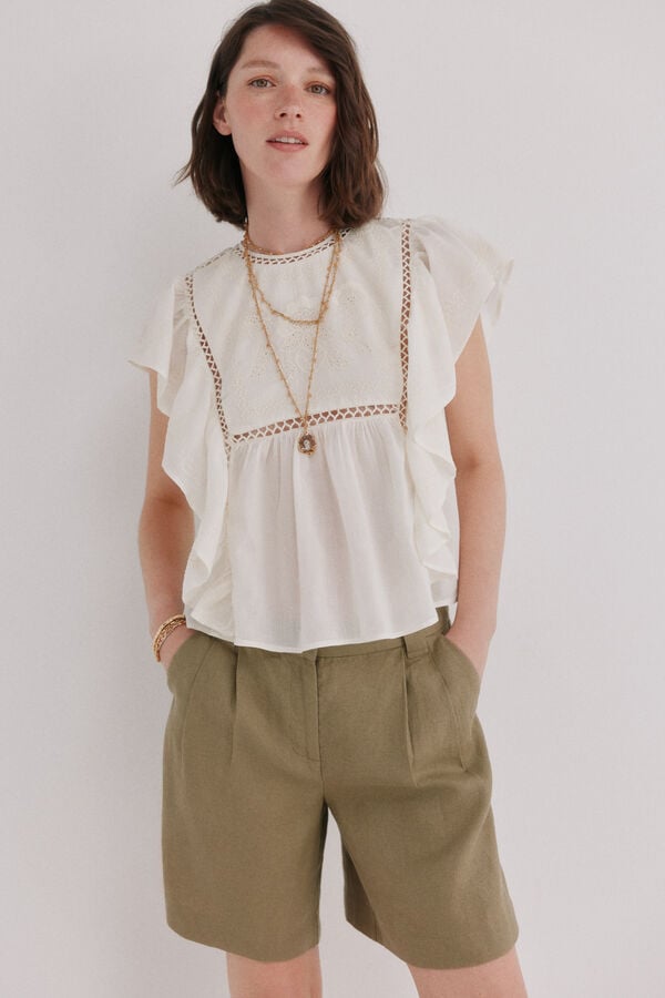 Hoss Intropia Cinthia.Blusa bordada Ecru