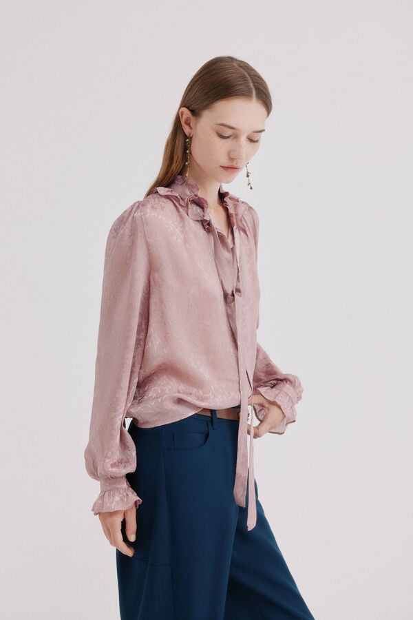 Hoss Intropia Circe. Blusa com folho Ecru