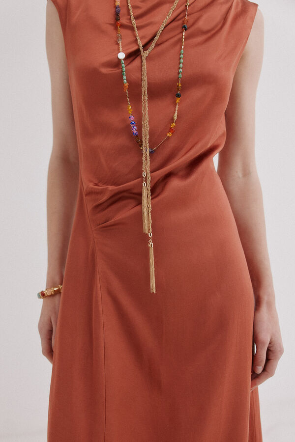 Hoss Intropia Alessia. Vestido midi satinado Naranja